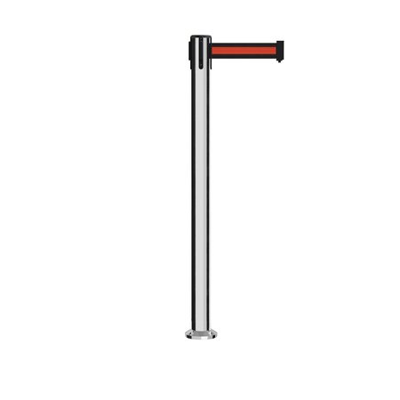 MONTOUR LINE Stanchion Belt Barrier Fixed Base Pol.Steel Post 9ft.Black/Rd HL Belt MX630F-PS-BRH-90